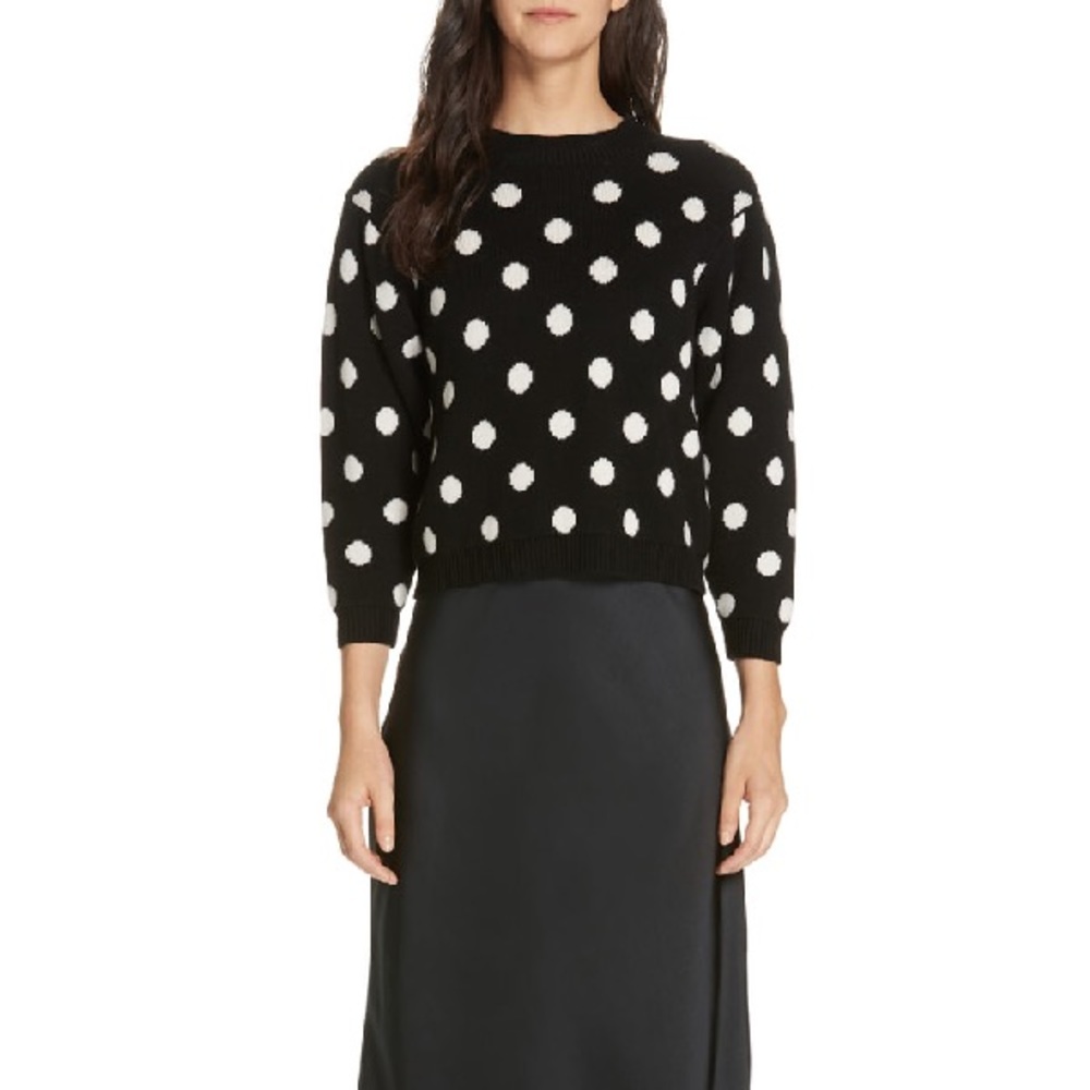 Joie Brettina Black White Polka Dot Wool Sweater